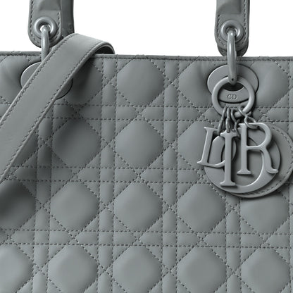 Christian Dior Ultra Matte Calfskin Cannage Medium Lady Dior Grey Stone 8 of 11