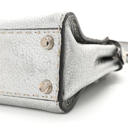 Fendi Cuoio Romano Lux Selleria Mini Peekaboo Iconic Satchel Argento 11 of 13
