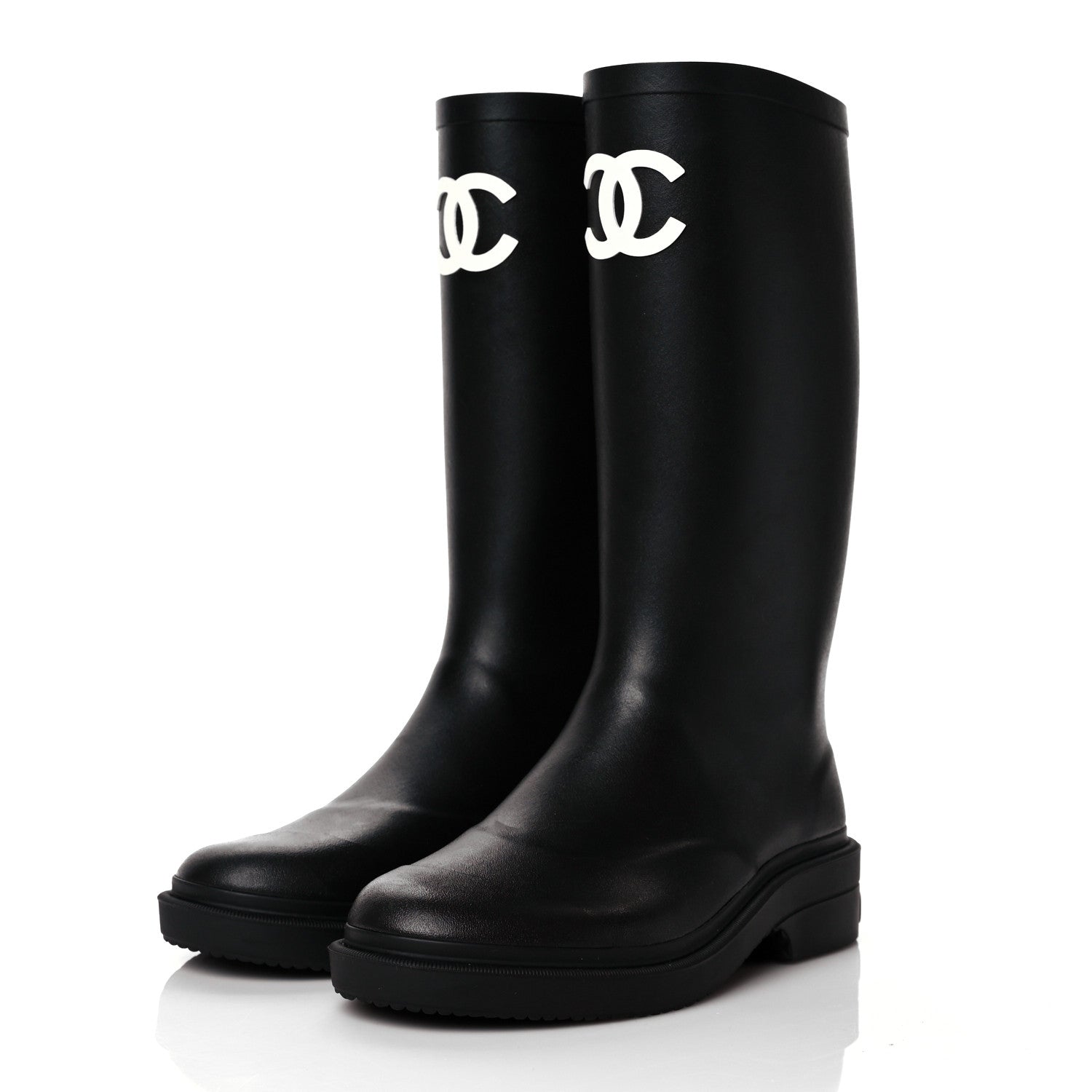 Chanel Caoutchouk CC High Boots 36 Black 3 of 9