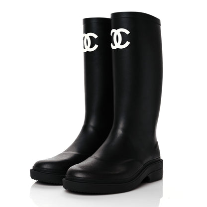 Chanel Caoutchouk CC High Boots 36 Black 3 of 9