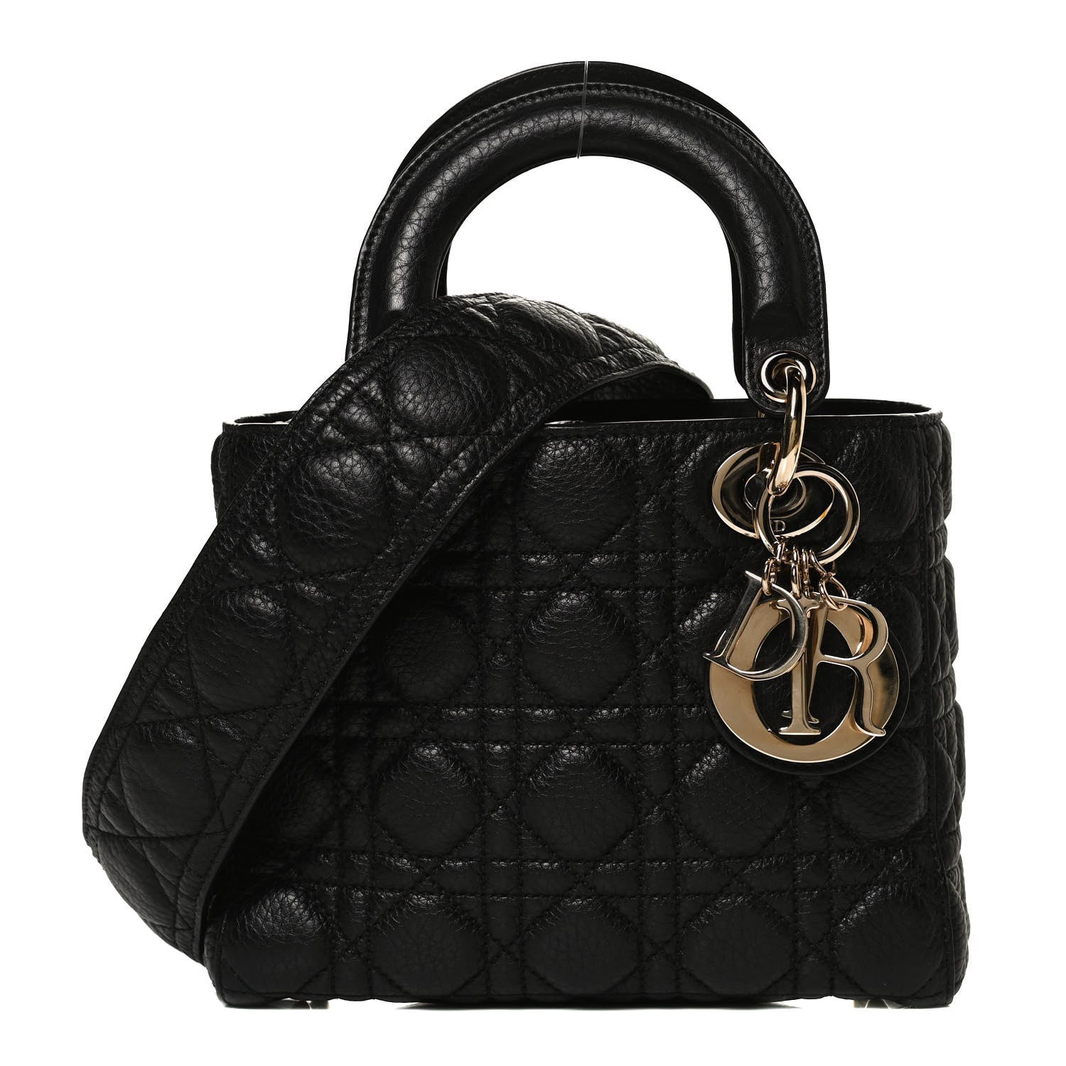 Christian Dior Grained Calfskin Cannage Small Supple Lady Dior Black 1 of 12