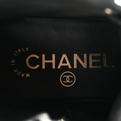 Chanel Shiny Crumpled Lambskin Lace Up Combat Boots 36 Black 7 of 11