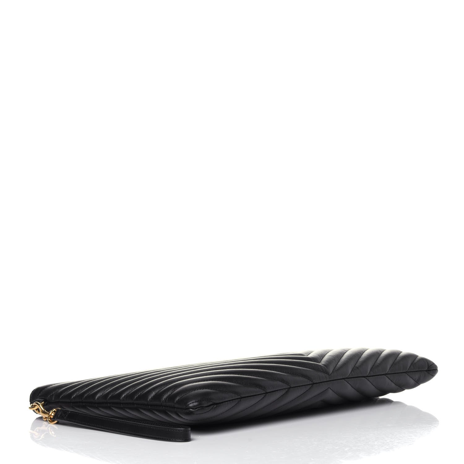 Saint Laurent Calfskin Matelasse Chevron Monogram Document Holder Black 4 of 10