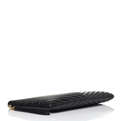 Saint Laurent Calfskin Matelasse Chevron Monogram Document Holder Black 4 of 10