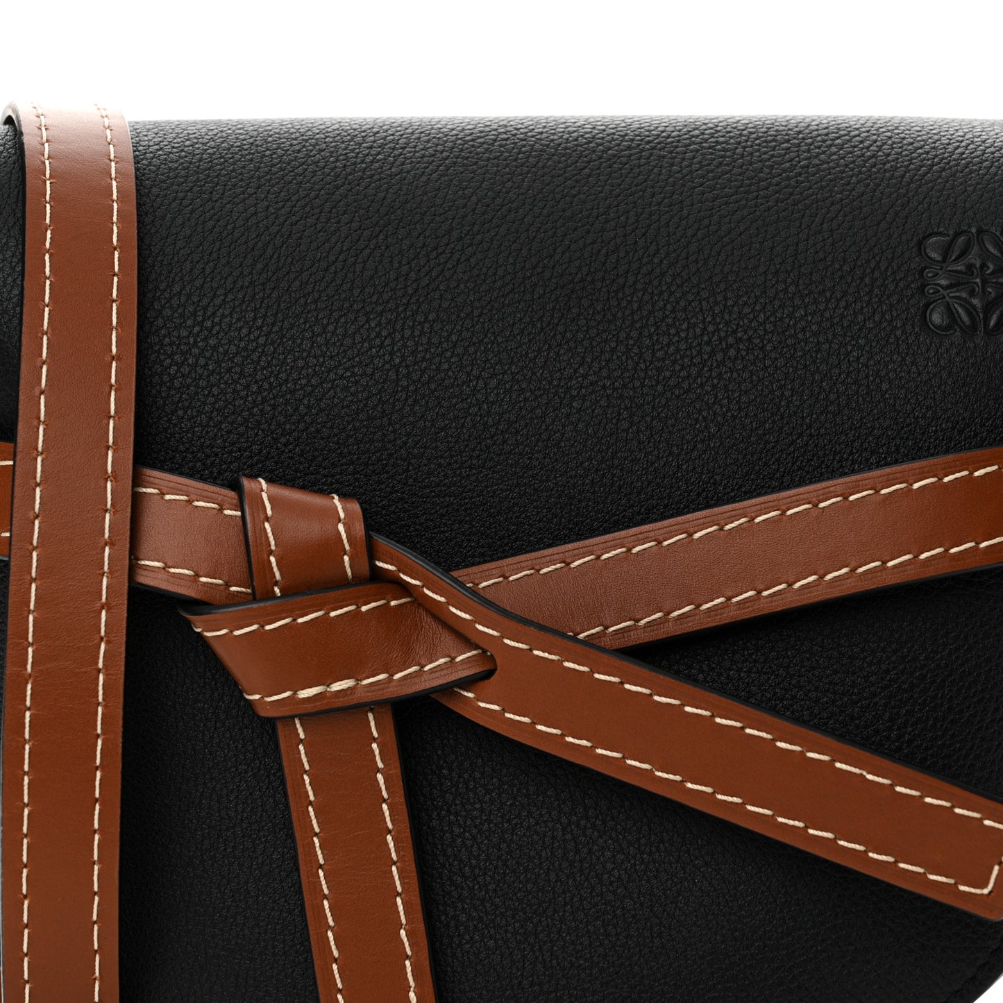 Grained Calfskin Small Gate Crossbody Bag Pecan Black