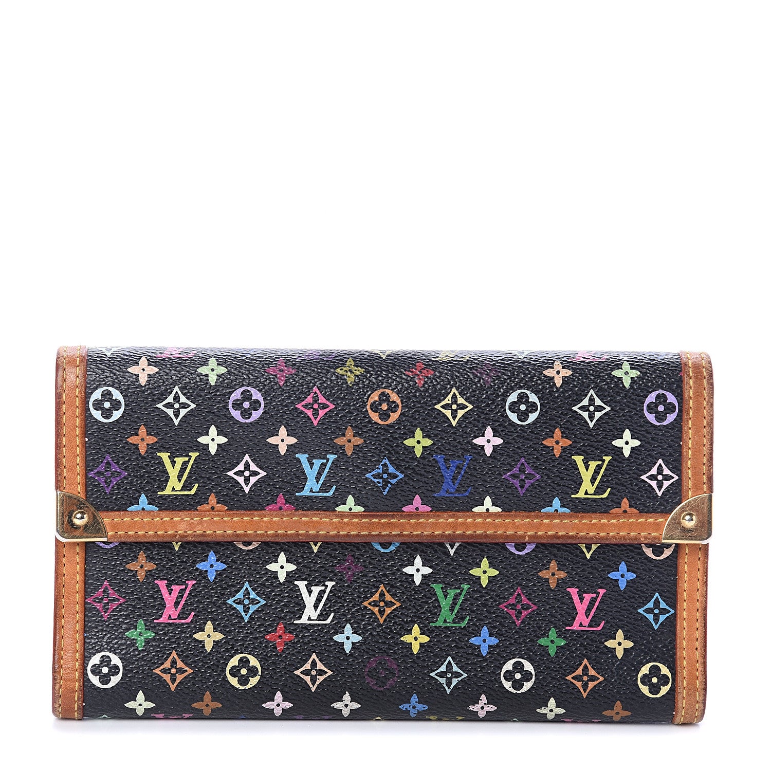 Louis Vuitton Monogram Multicolor Porte Tresor International Wallet Black 1 of 5