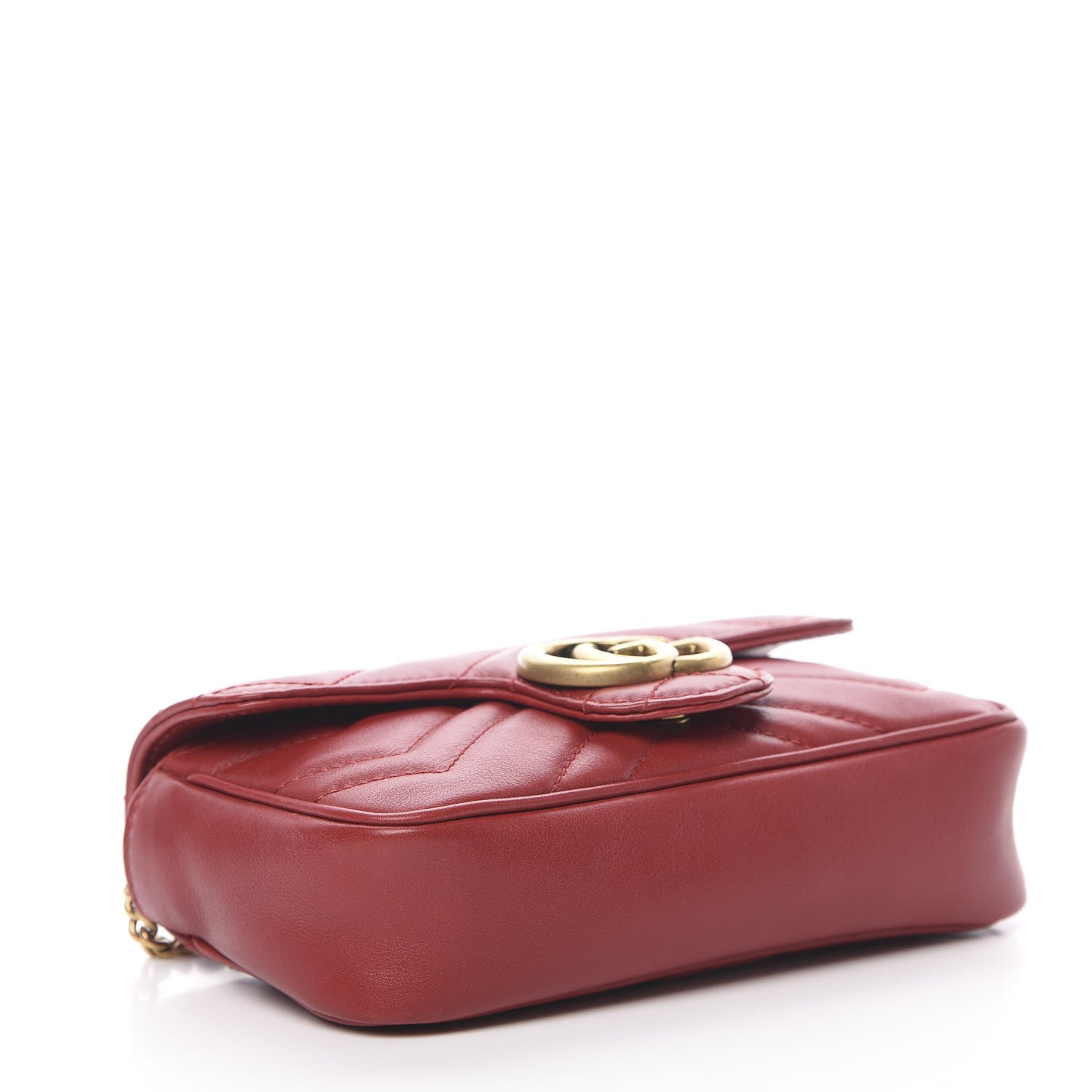 Gucci Calfskin Matelasse Super Mini GG Marmont Shoulder Bag Hibiscus Red 4 of 11
