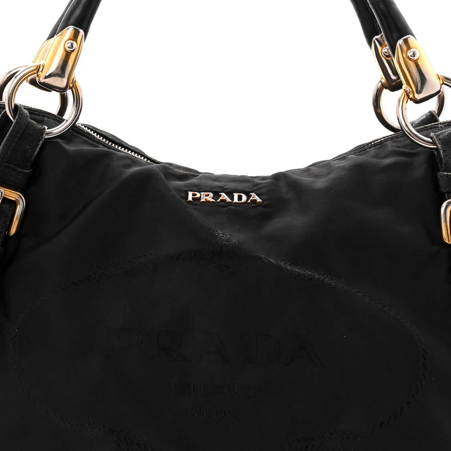 Prada Tessuto Nylon Vitello Daino Shopping Satchel Black 9 of 12