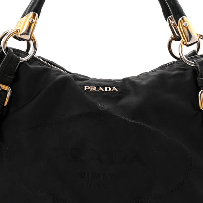 Prada Tessuto Nylon Vitello Daino Shopping Satchel Black 9 of 12