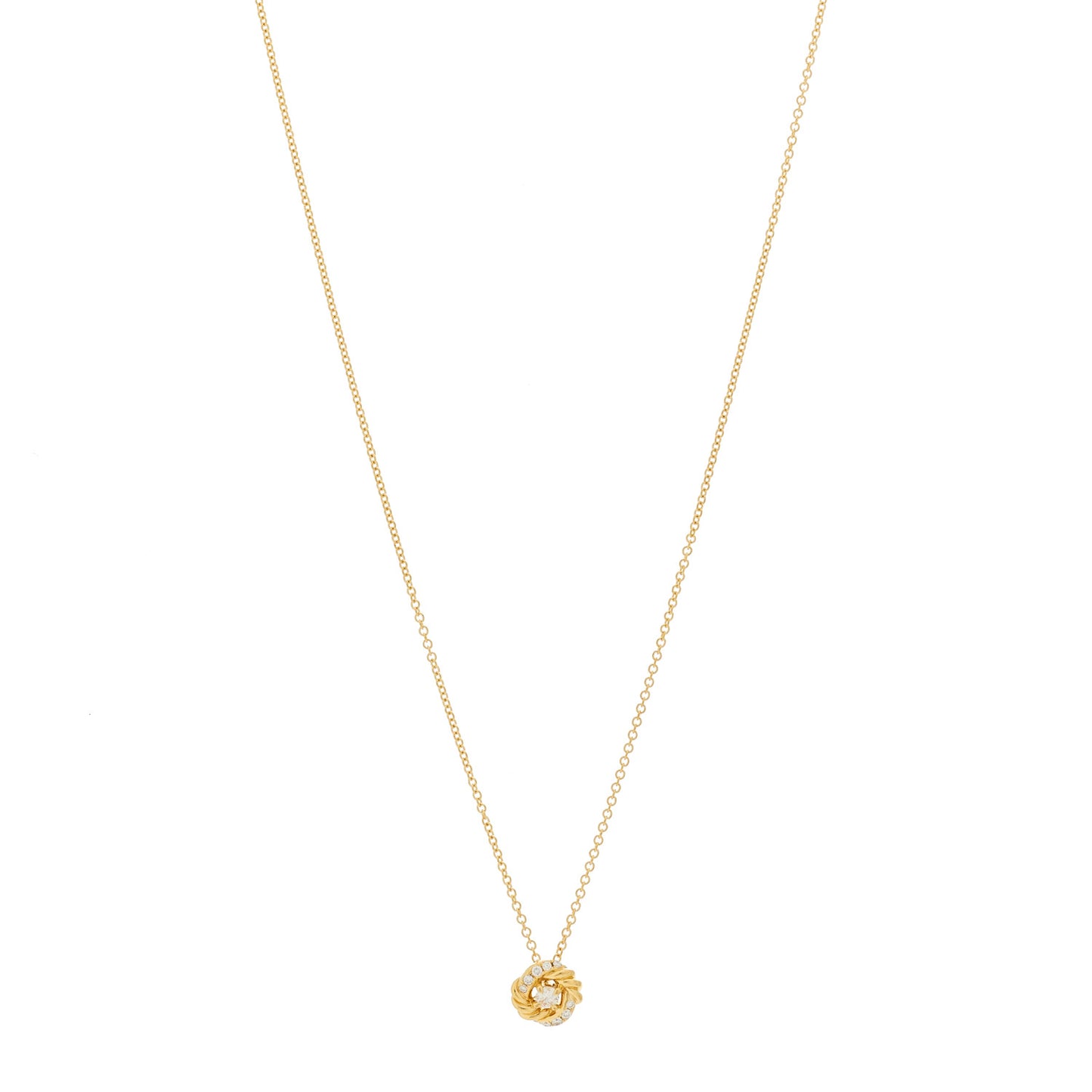 18K Yellow Gold Diamond 8mm Petite Infinity Pendant Necklace