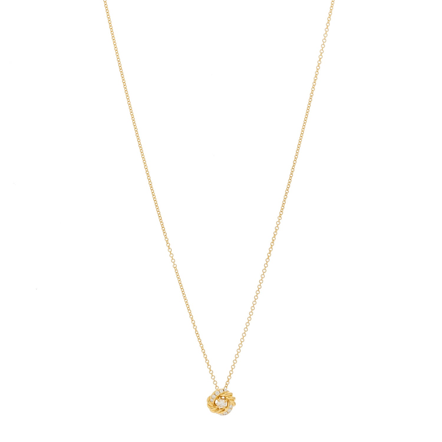 David Yurman 18K Yellow Gold Diamond 8mm Petite Infinity Pendant Necklace 1 of 5