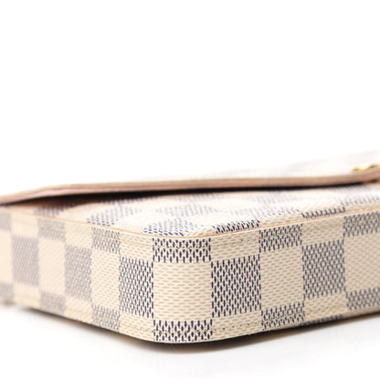 Louis Vuitton Damier Azur Pochette Felicie Chain Wallet Rose Ballerine 6 of 16