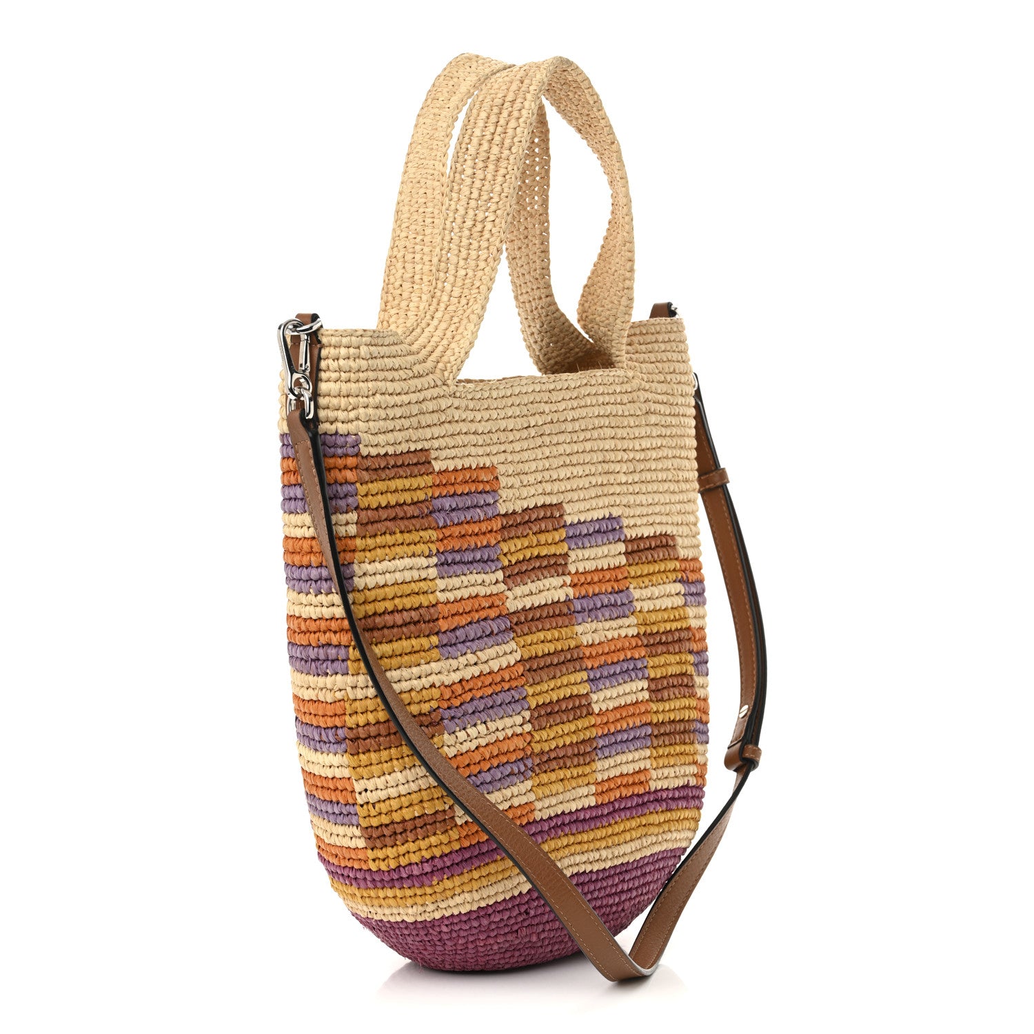 Loewe Raffia Paula's Ibiza Rainbow Slit Tote Bag Natural Multicolor 3 of 9