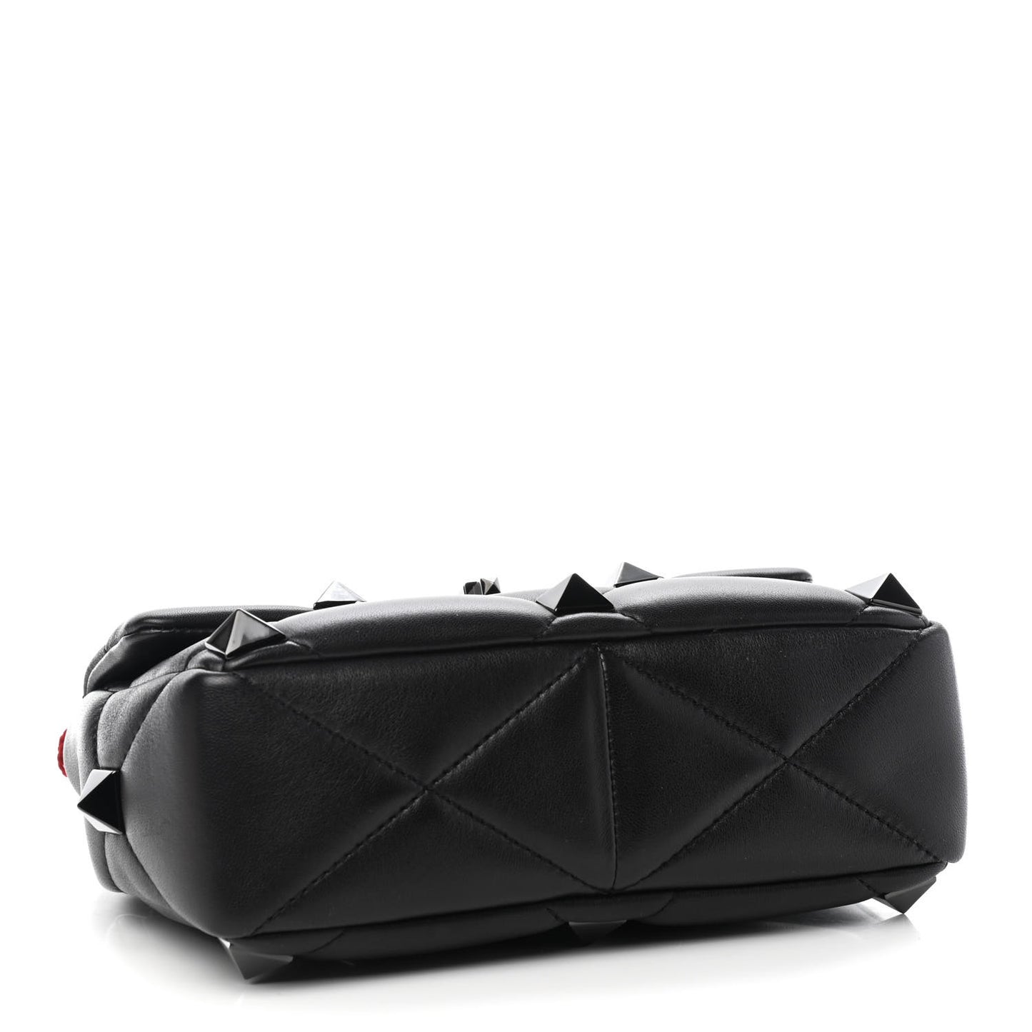 Nappa Monochrome Large Roman Stud Shoulder Bag Black