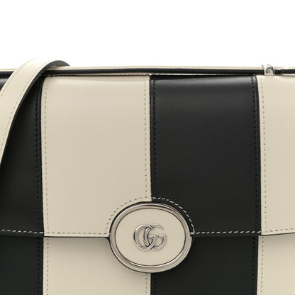 Gucci Senna Calfskin Lines Petite GG Top Handle Shoulder Bag Black Mystic White 8 of 11