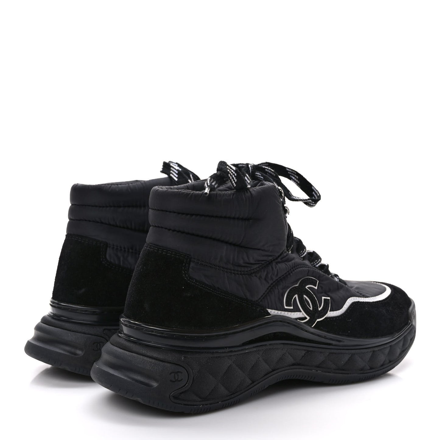 Fabric Calfskin Suede Womens CC Sneakers 40 Black