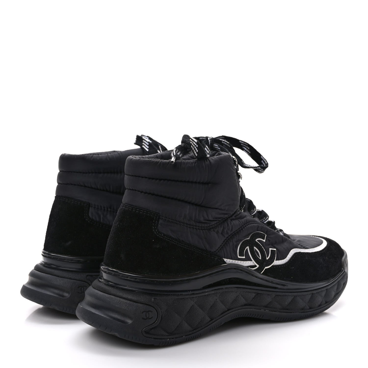 Chanel Fabric Calfskin Suede Womens CC Sneakers 40 Black 4 of 8