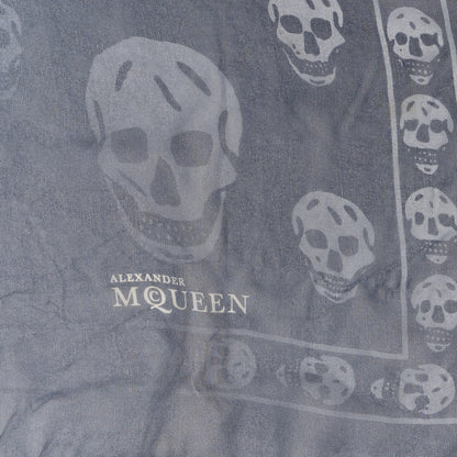 Alexander McQueen Silk Chiffon Ombre Skull Scarf Grey Ivory 2 of 3