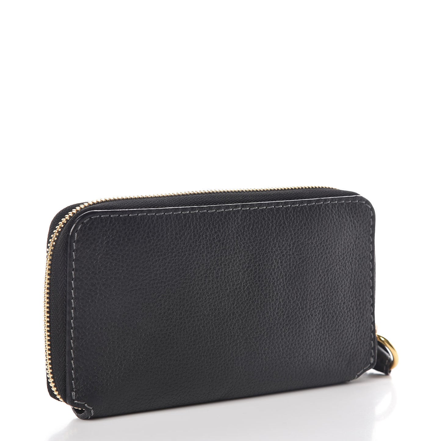 Grained Calfskin Marcie Long Zip Around Wallet Black