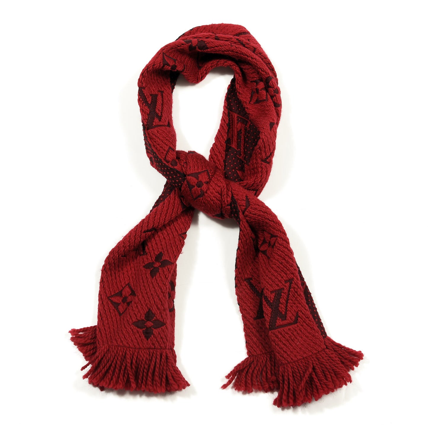 Wool Silk Logomania Scarf Rubis