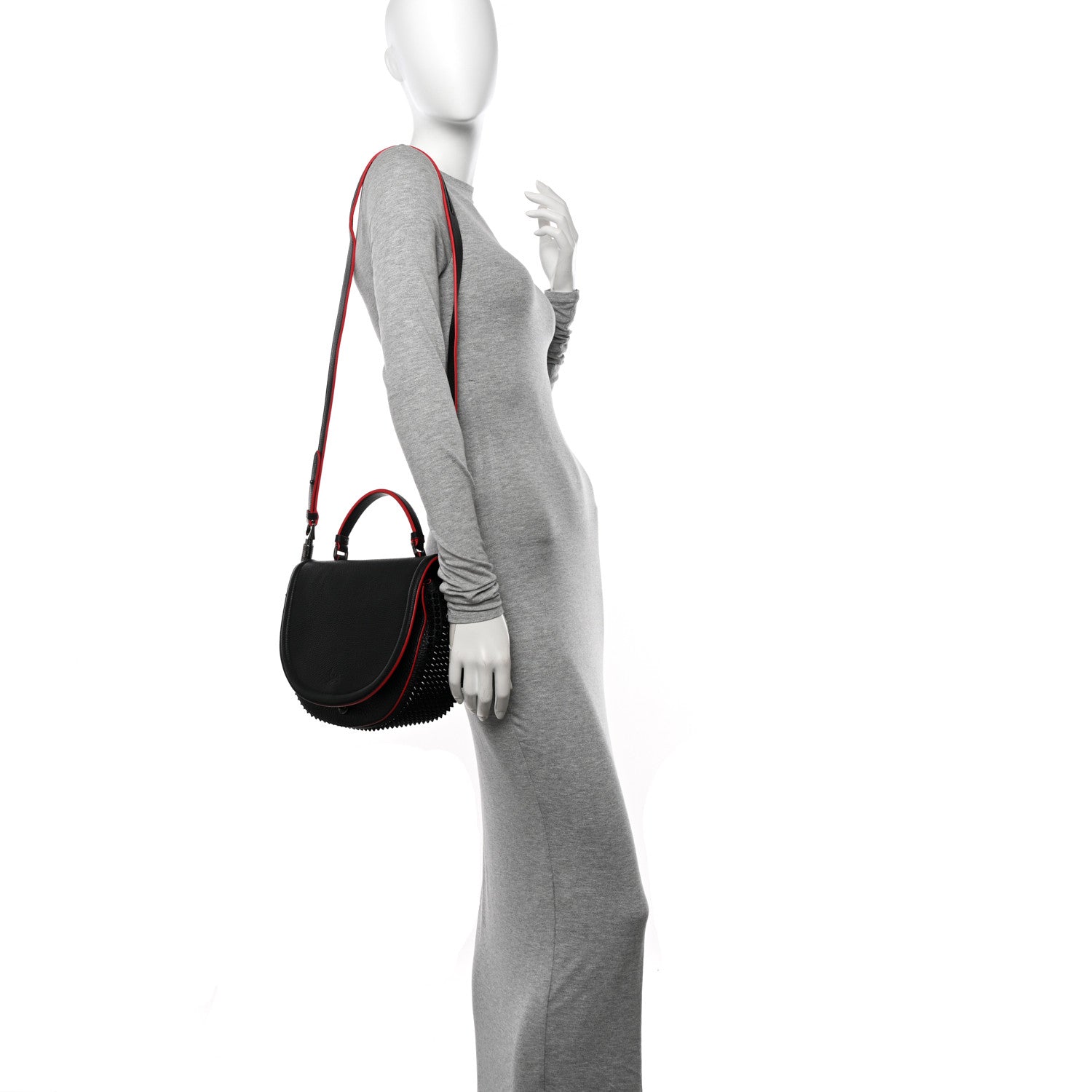 Christian Louboutin Calfskin Spikes Panettone Messenger Black 2 of 9