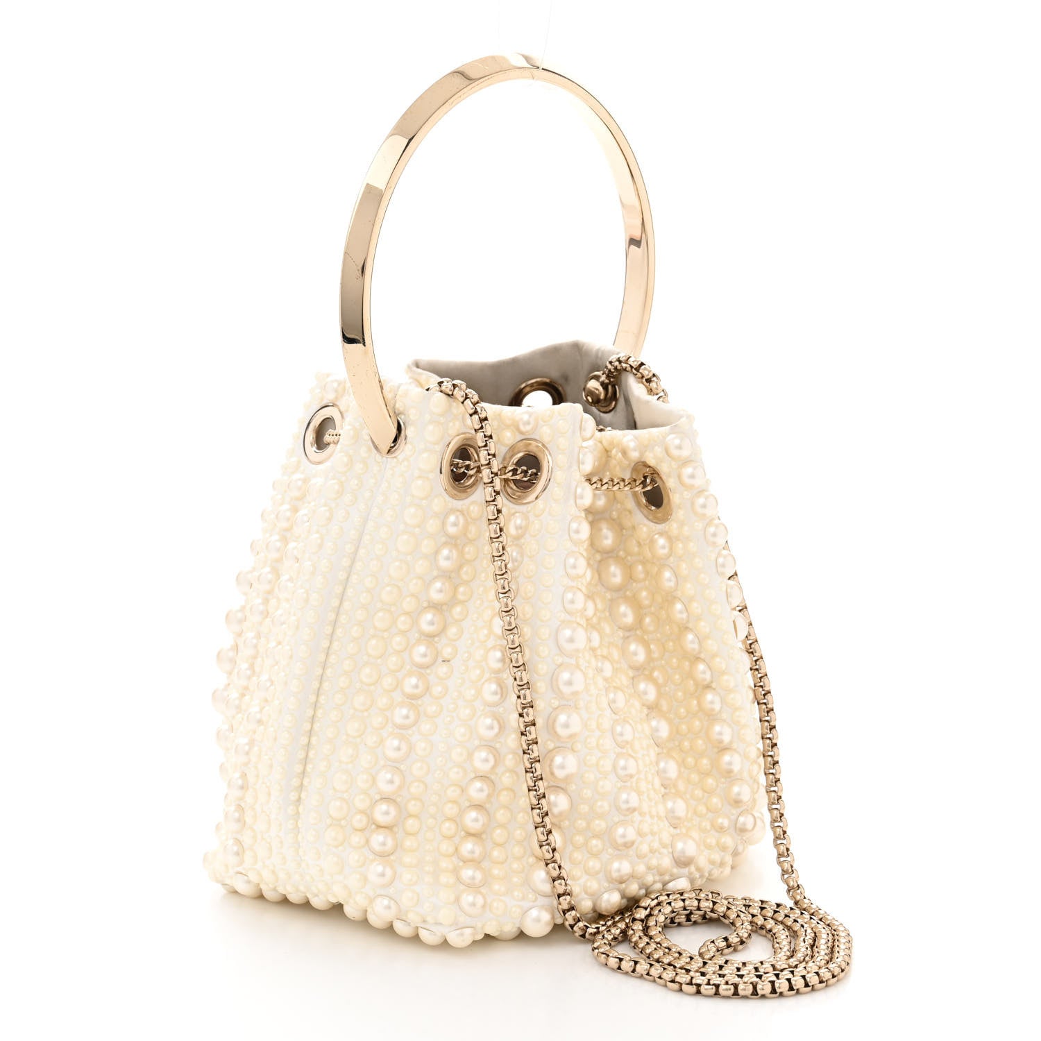 Jimmy Choo Satin Pearl Embellished Mini Bon Bon Bag White 3 of 11