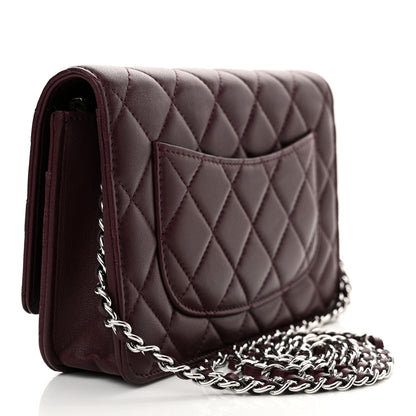 Chanel Lambskin Quilted Enamel CC Wallet On Chain WOC Burgundy 3 of 13