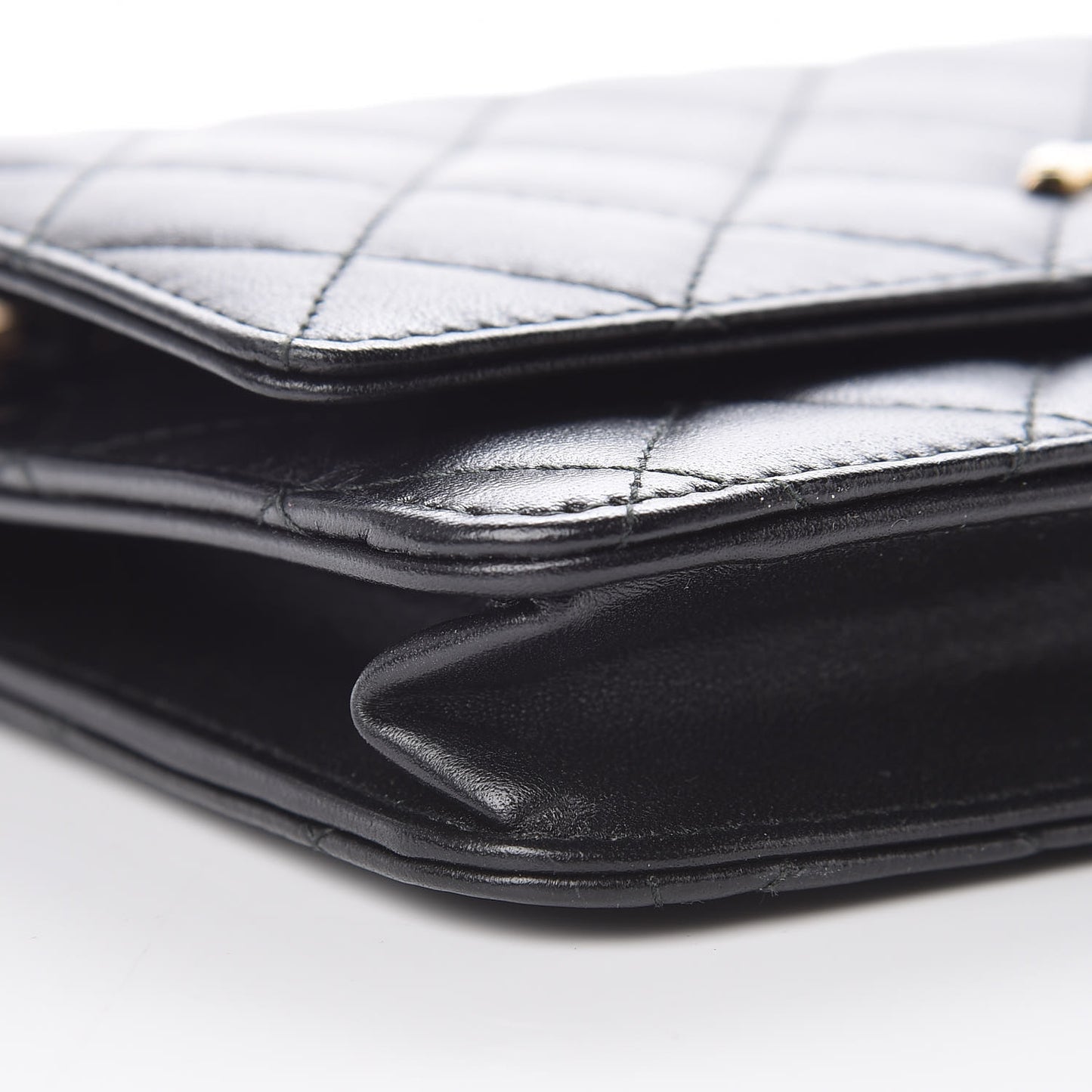 Lambskin Quilted Trendy CC Wallet On Chain WOC Black