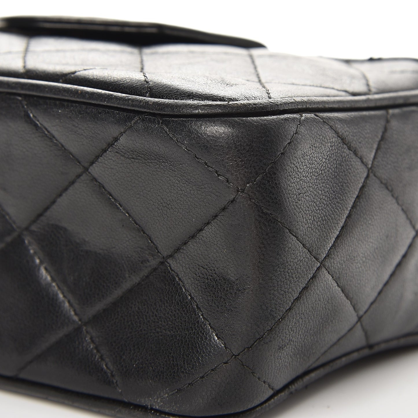 Lambskin Quilted Tassel Camera Case Black