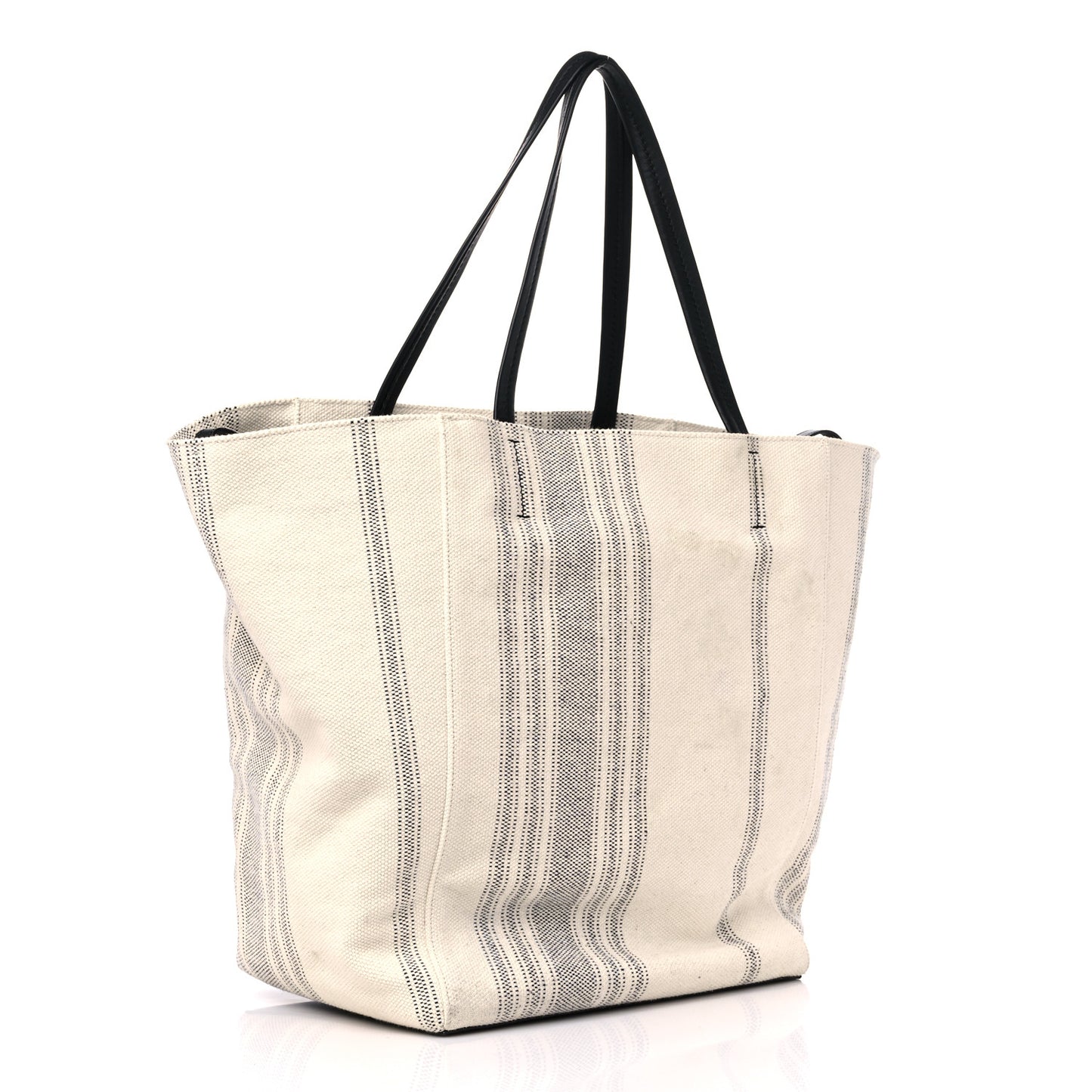 Canvas Striped Large Phantom Cabas White Grey