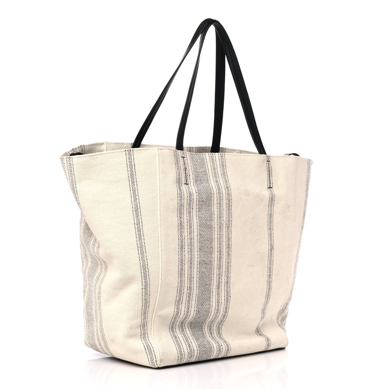 Celine Canvas Striped Large Phantom Cabas White Grey 3 of 14