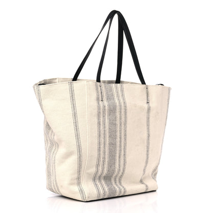 Celine Canvas Striped Large Phantom Cabas White Grey 3 of 14