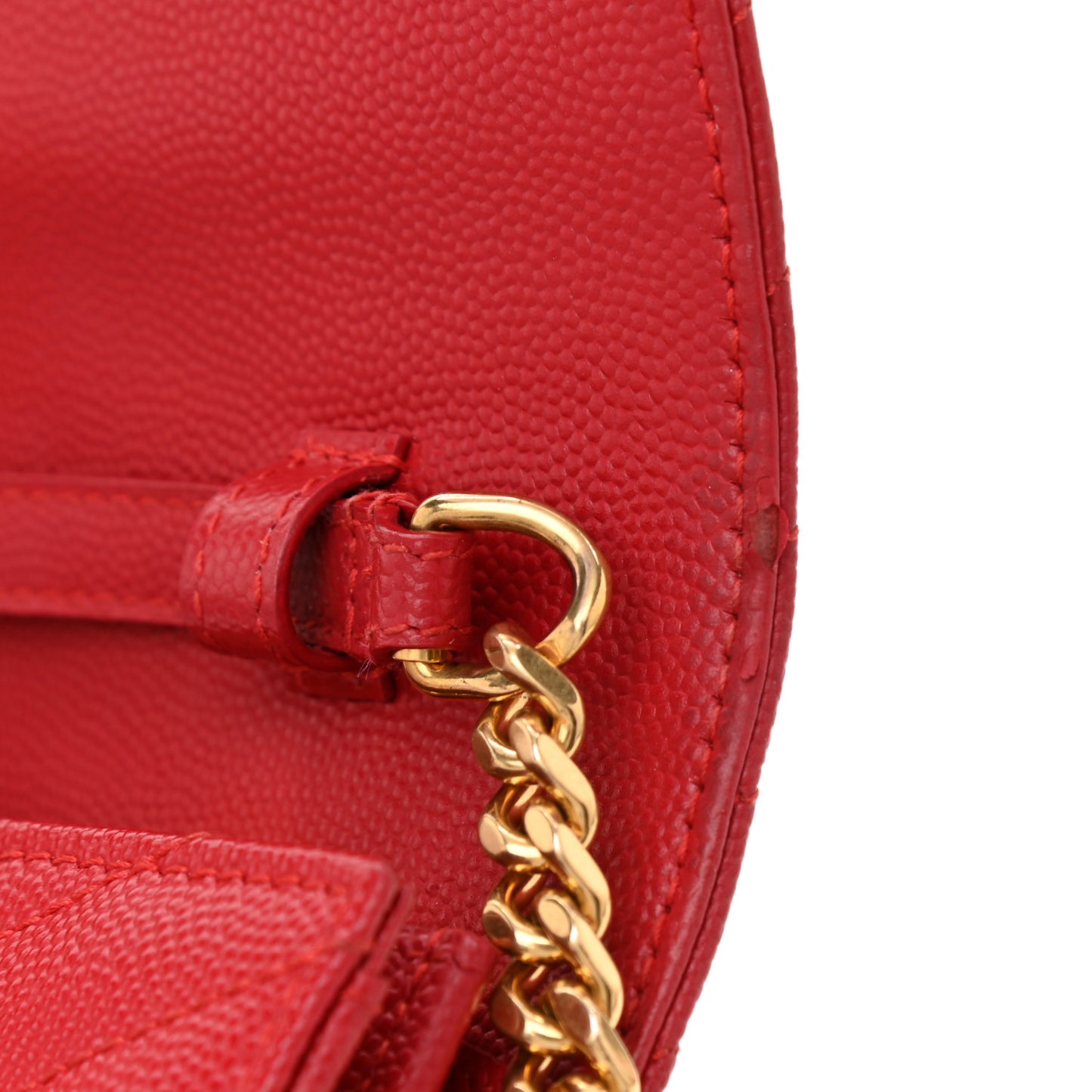 Grain De Poudre Matelasse Chevron Monogram Chain Wallet New Red