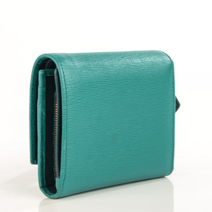 Fendi Vitello Elite Bi-Color Compact Wallet Lago Oceano 5 of 11
