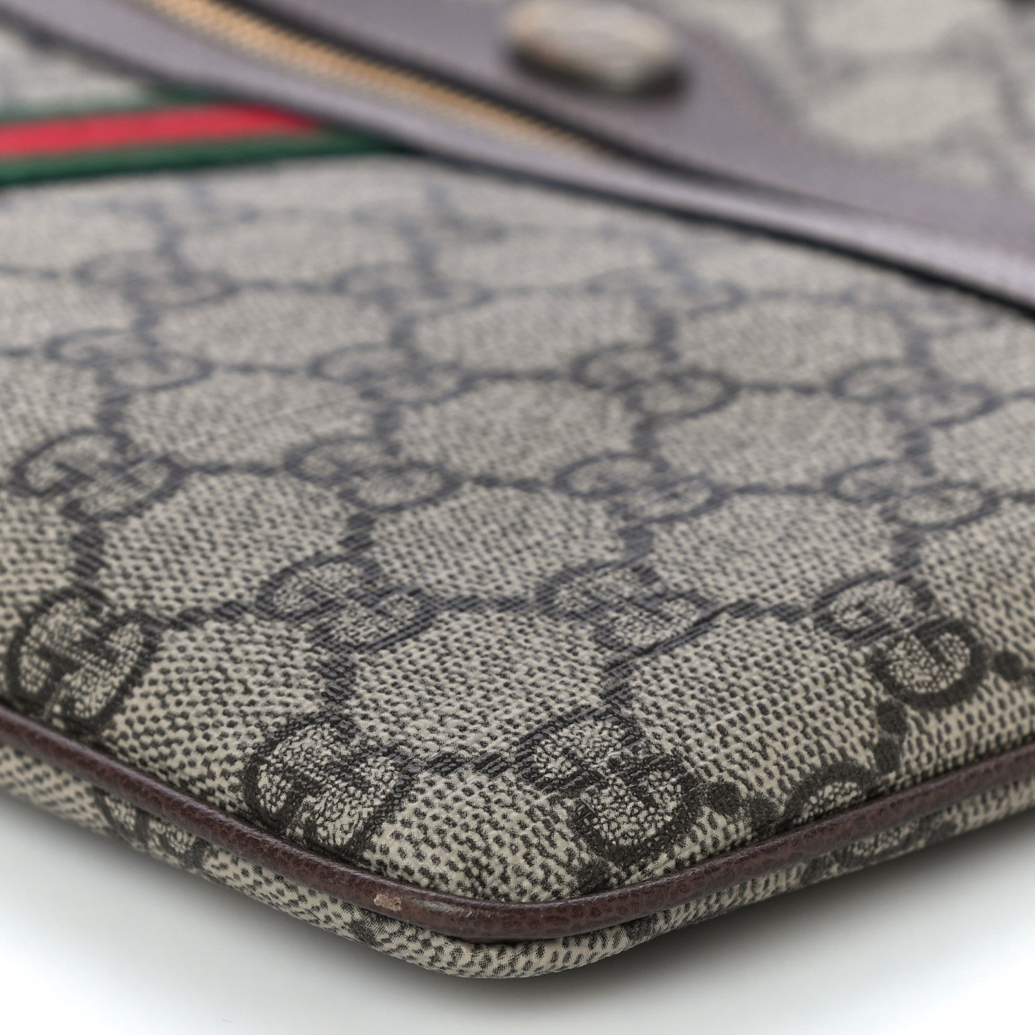Gucci GG Supreme Monogram Large Ophidia Pouch Clutch Brown 10 of 12