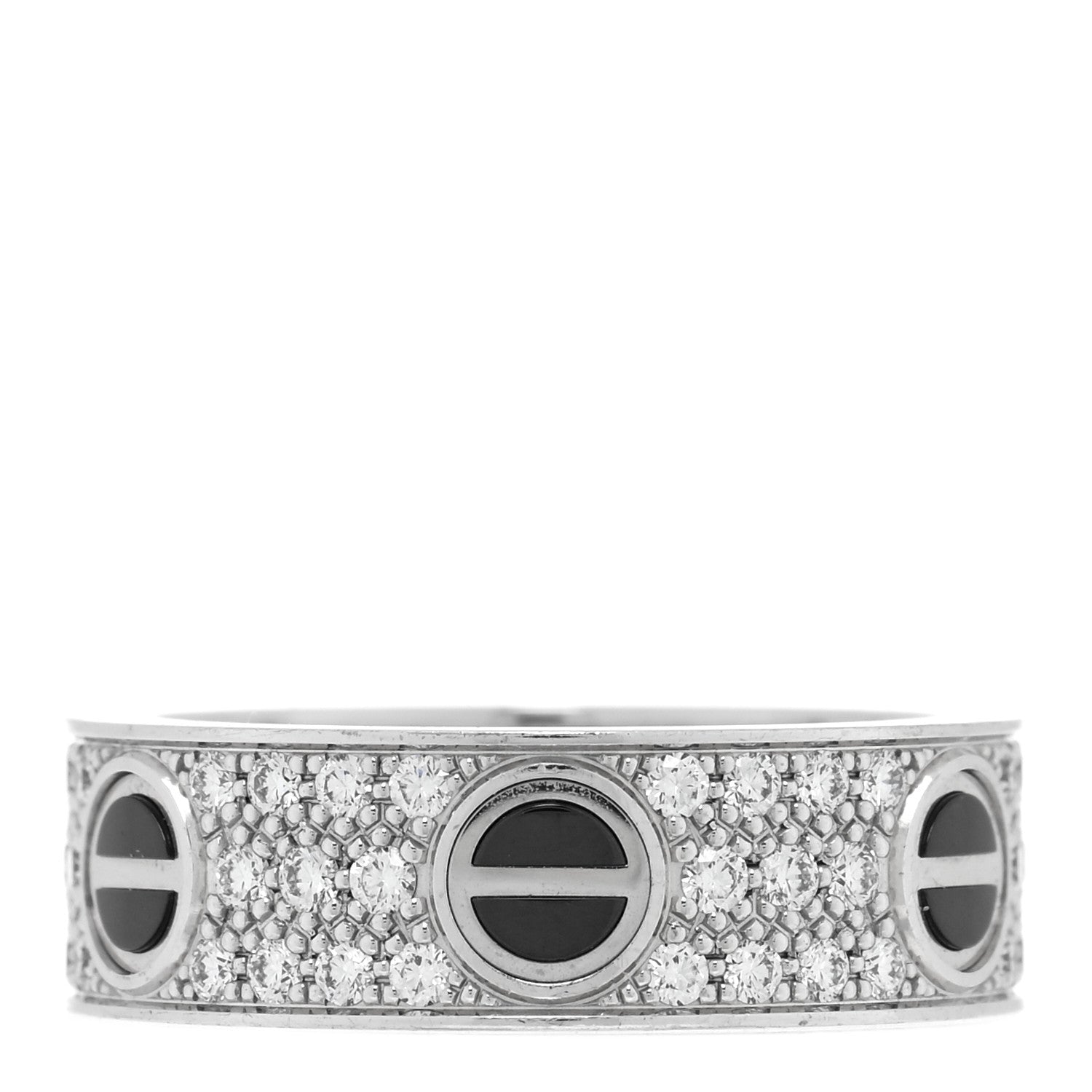 Cartier 18K White Gold Diamond Ceramic LOVE Paved Ring 53 6.5 3 of 4