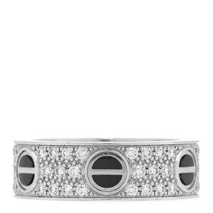 Cartier 18K White Gold Diamond Ceramic LOVE Paved Ring 53 6.5 3 of 4