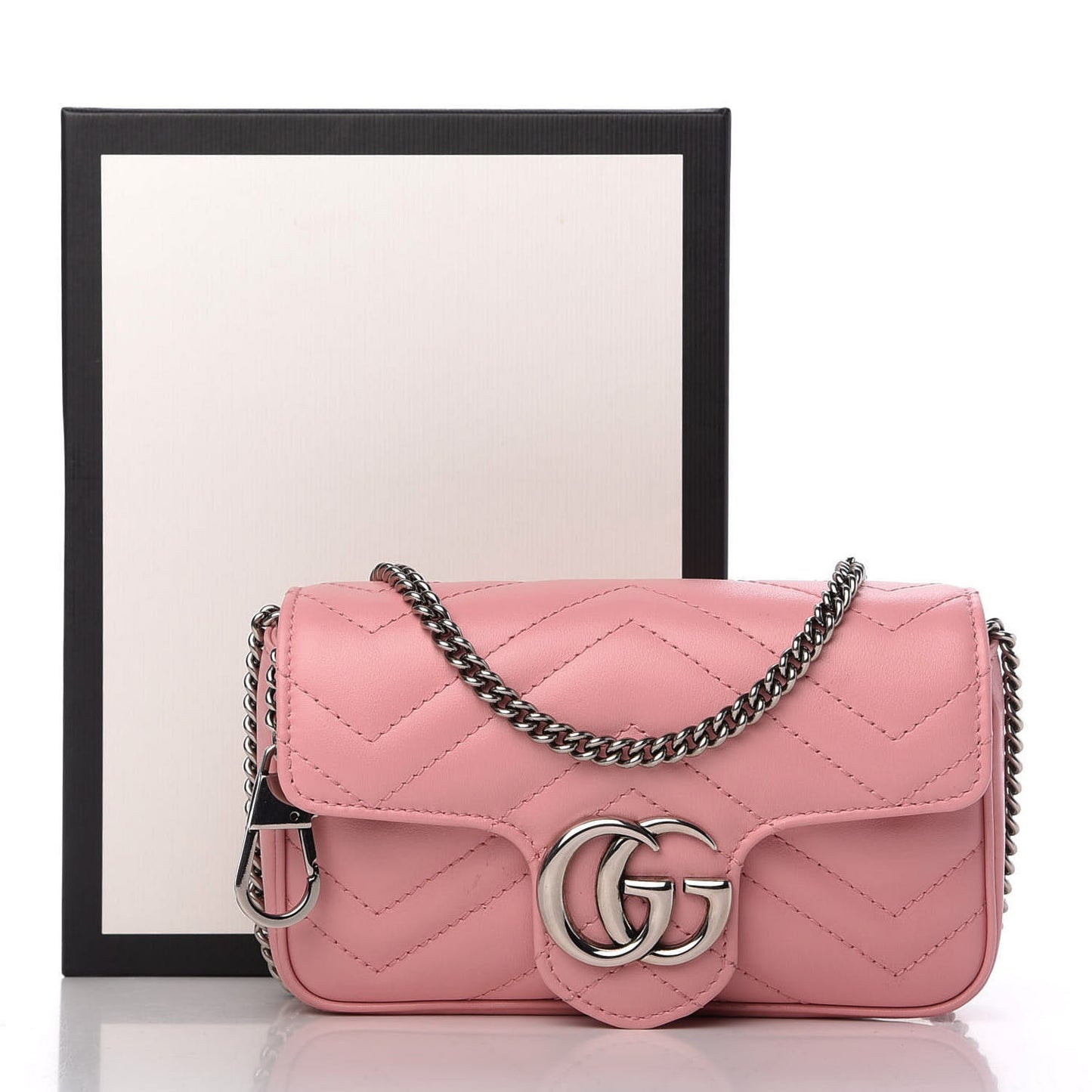 Calfskin Matelasse Super Mini GG Marmont Shoulder Bag Wild Rose