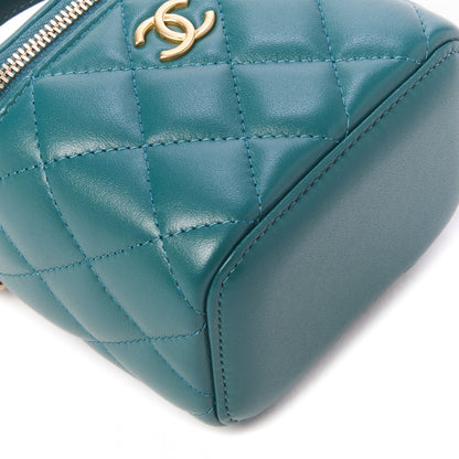 Chanel Lambskin Quilted Top Handle Mini Vanity Case With Chain Green 5 of 8