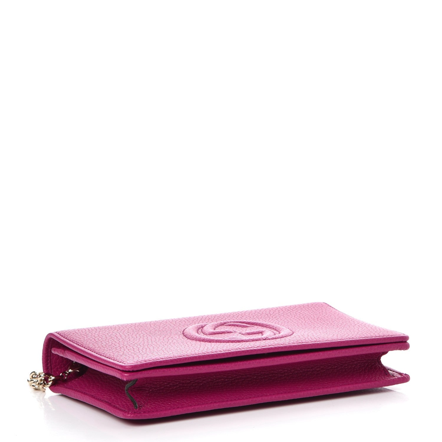 Gucci Pebbled Calfskin Soho Wallet on Chain Bright Bougainvillea 4 of 7