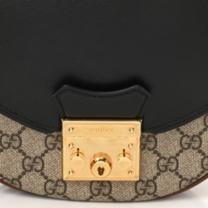 Gucci GG Supreme Monogram Calfskin Small Padlock Messenger Shoulder Bag Beige Black Cuir 8 of 12