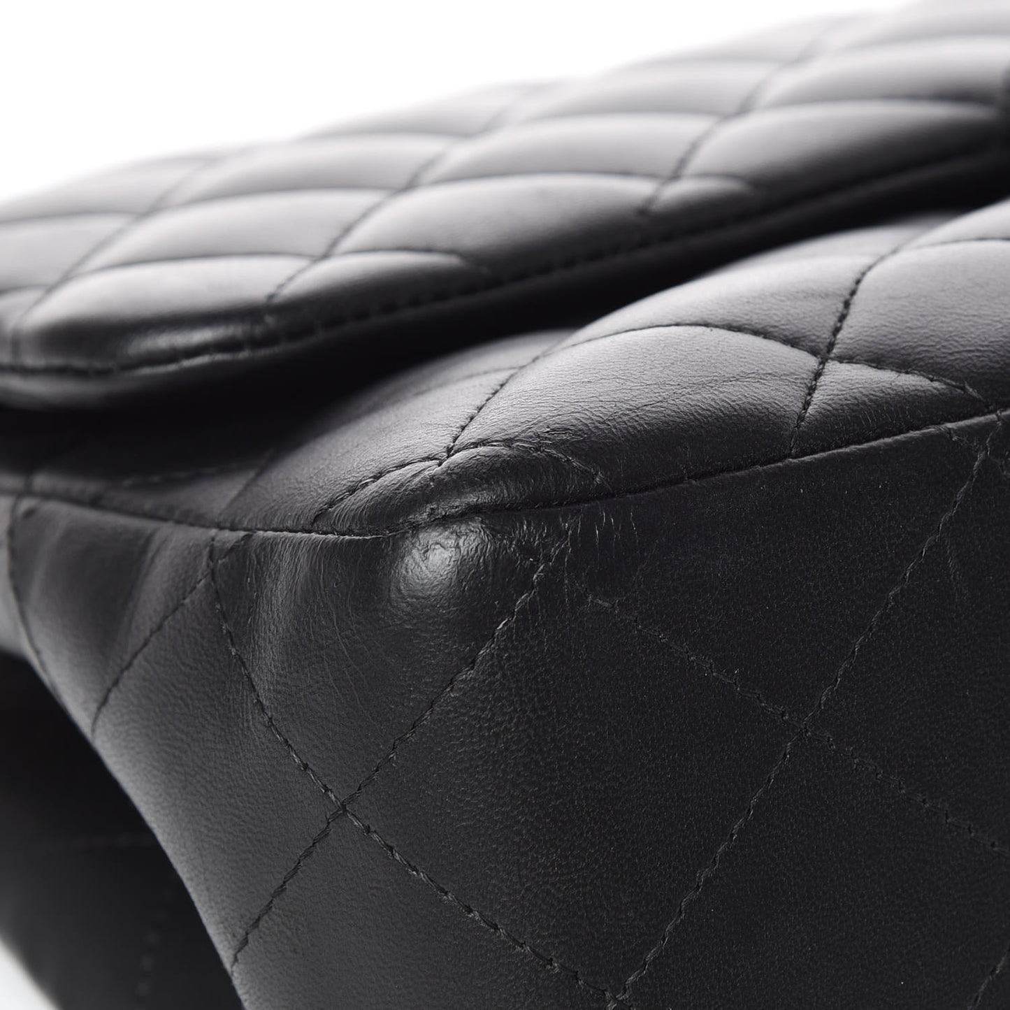 Lambskin Quilted Jumbo Double Flap Black