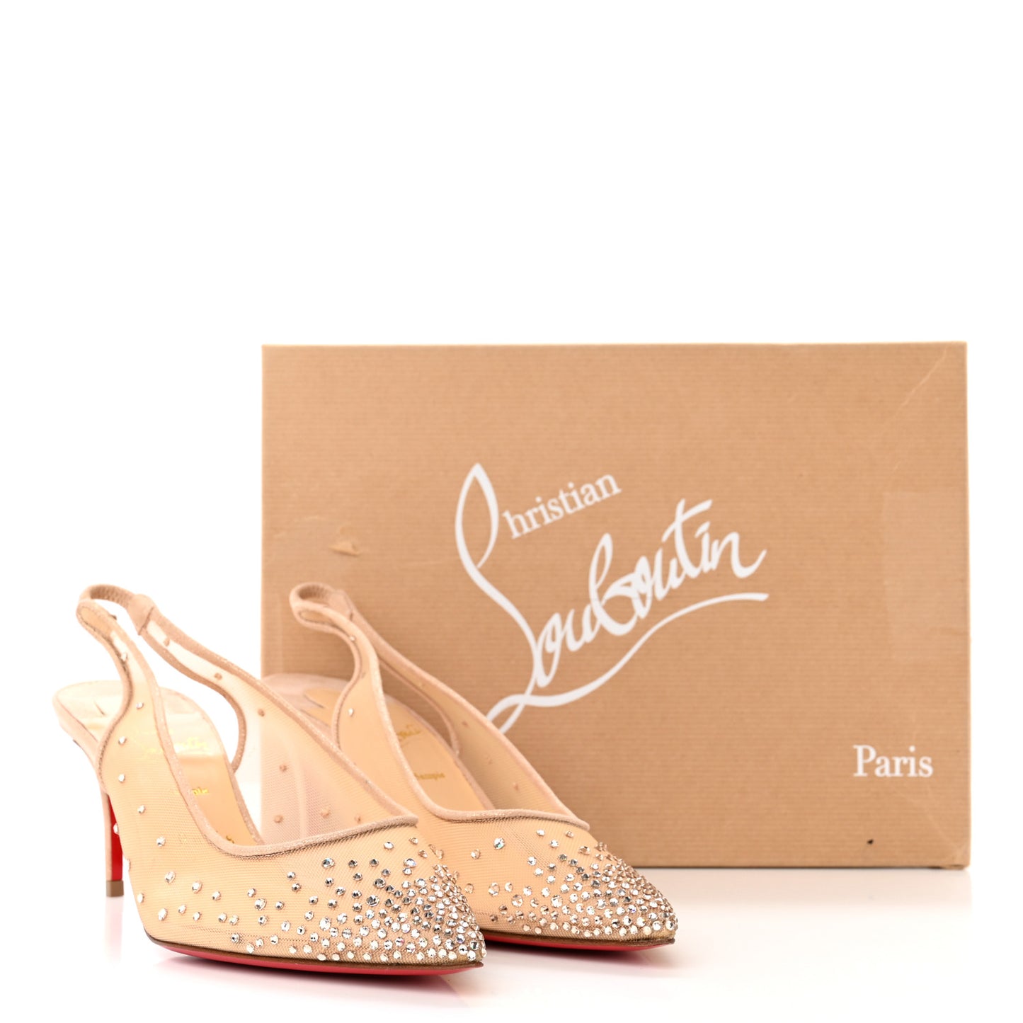 Suede Silk Crystal Strass Follies 70 Slingback Pumps 37 Light Silk