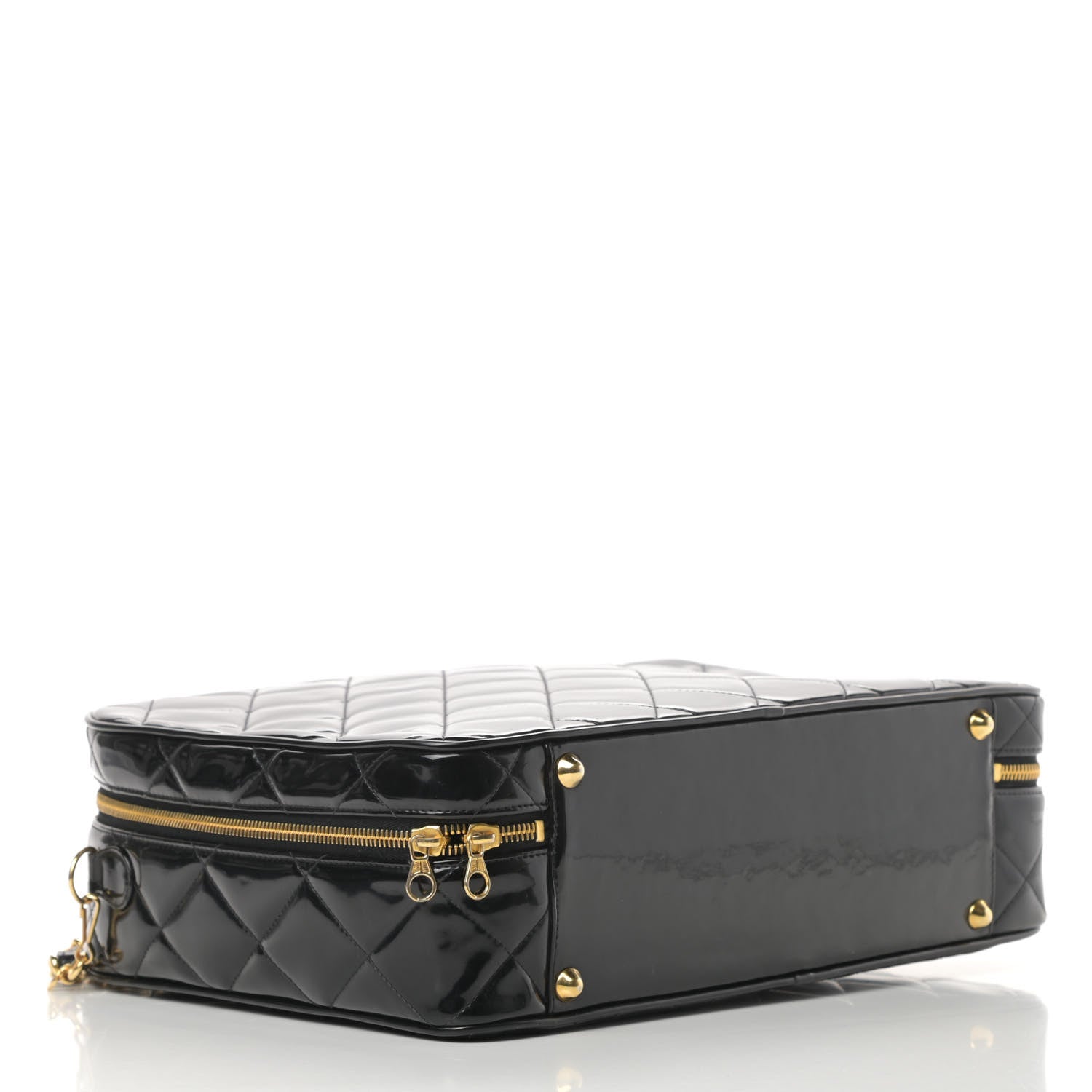 Chanel Patent Quilted Top Handle Lunch Box Carryall Shoulder Bag Black 4 of 15