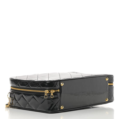 Chanel Patent Quilted Top Handle Lunch Box Carryall Shoulder Bag Black 4 of 15