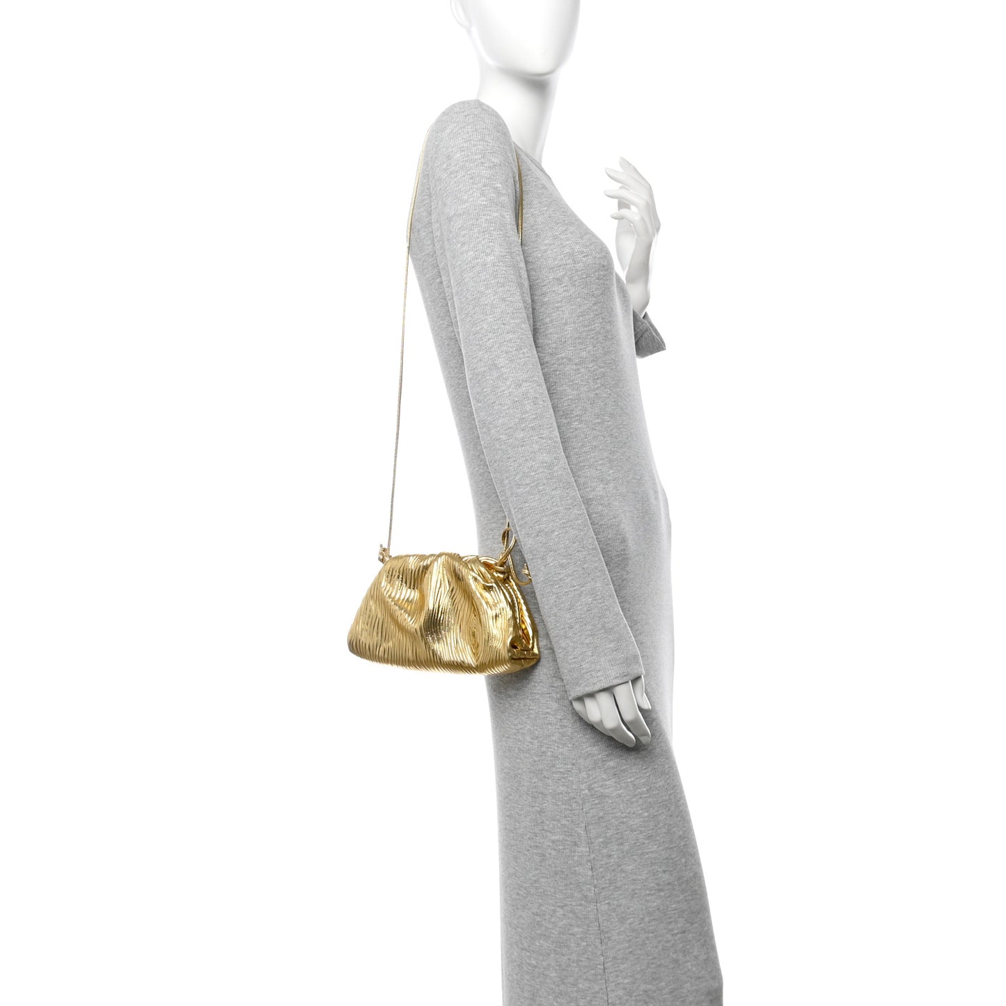 Metallic Bark Calfskin The Mini Pouch Gold