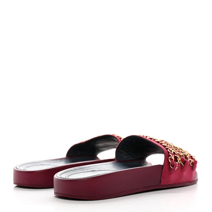 Chanel Satin Chain Flat Sandals 36 Dark Fuchsia 4 of 16