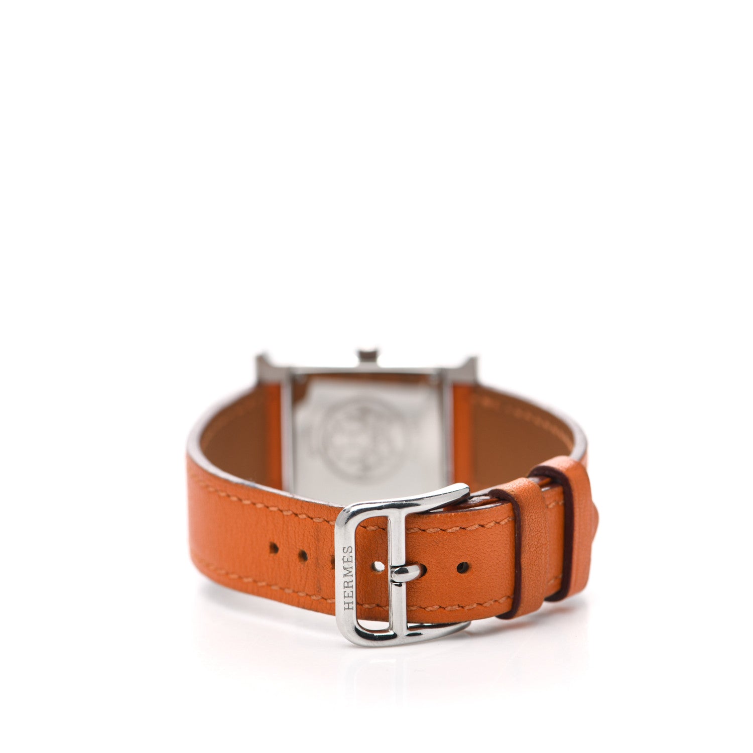 Hermes Stainless Steel Swift 21mm Heure H Hour Quartz Watch Orange 5 of 8