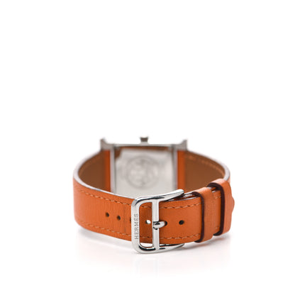 Hermes Stainless Steel Swift 21mm Heure H Hour Quartz Watch Orange 5 of 8