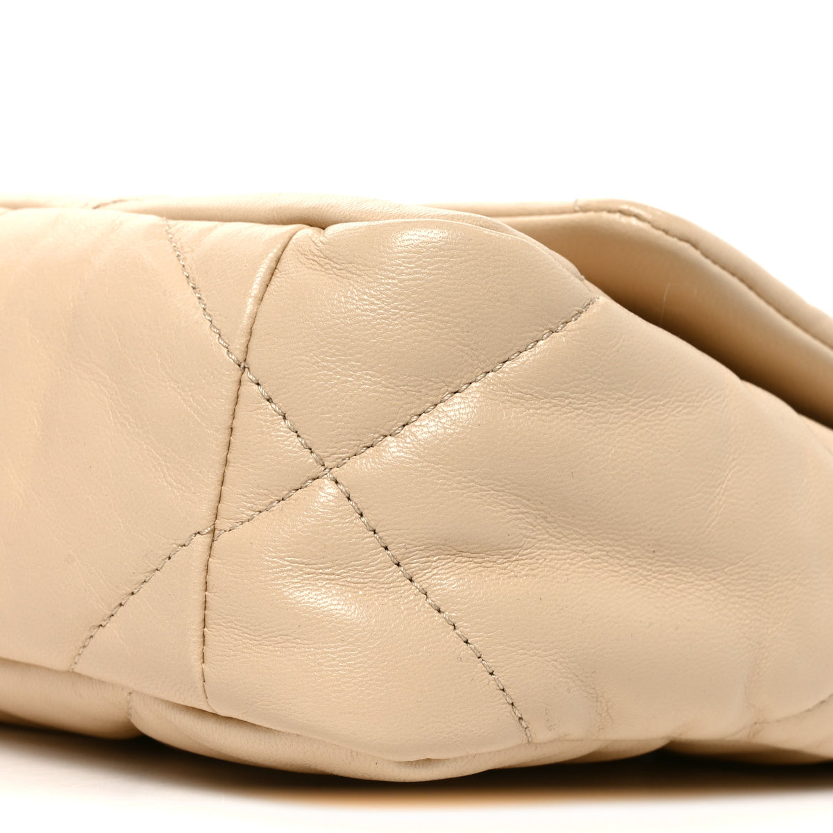 Goatskin Quilted Medium Chanel 19 Flap Beige